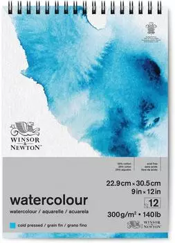 Winsor & Newton Classic Aquarellpapier Spiralbindung 300g/m² kaltgepresst 22,9x31cm, 12 Blatt (6662582)