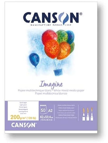 Canson Skizzenblock Imagine A2 50 Blatt 200 g/qm Hochwertiges Zeichenpapier Für Trocken- Und Nasstechniken (200006003)