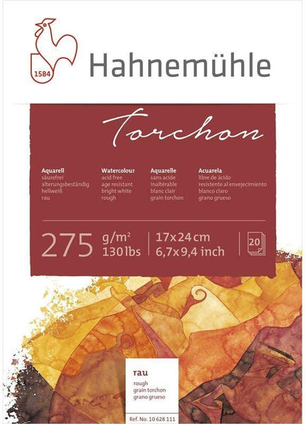 Hahnemühle Aquarellblock Torchon 275g/m 17x24cm 20 Blatt (10628111)