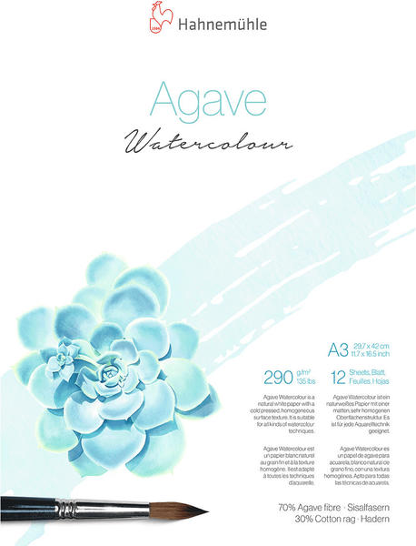 Hahnemühle Agave Watercolour Aquarellpapier A3 12 Blatt weiß (10625411)