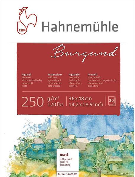 Hahnemühle Burgund Aquarellblock 36 x 48 cm 20 Blatt weiß (10628083)