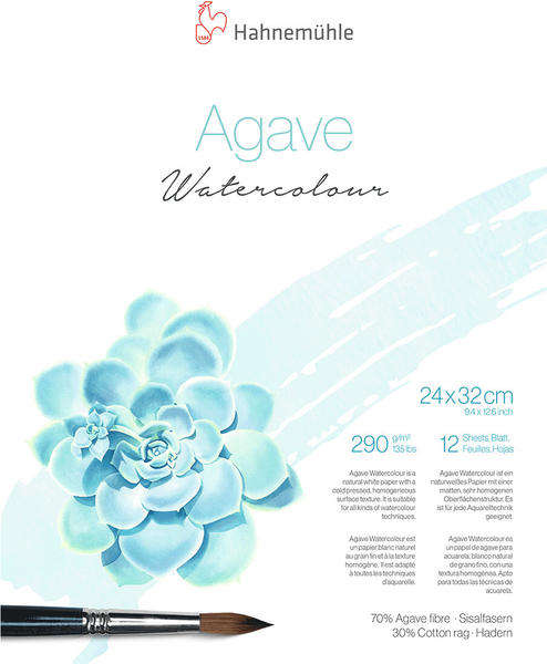Hahnemühle Agave Watercolour Aquarellpapier 24 x 32 cm 12 Blatt weiß (10625401)