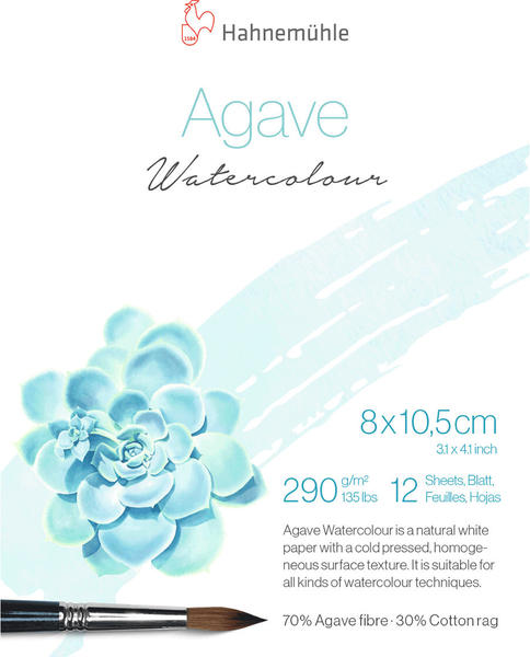 Hahnemühle Agave Watercolour Aquarellpapier 8 x 10,5 cm 12 Blatt weiß (10625400)