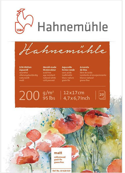 Hahnemühle Aquarellblock 12 x 17 cm 20 Blatt weiß (10628019)