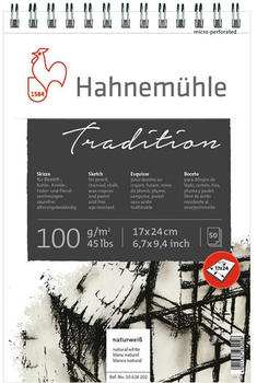 Hahnemühle Tradition Skizzenblock spiral. 17 x 24 cm 50 Blatt weiß (10628202)