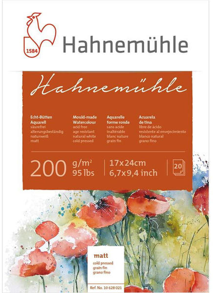 Hahnemühle Aquarellblock 17 x 24 cm 20 Blatt weiß (10628021)