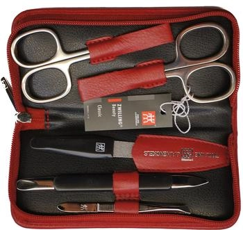 ZWILLING Reißverschluss-Etui Leder rot (5-tlg.)