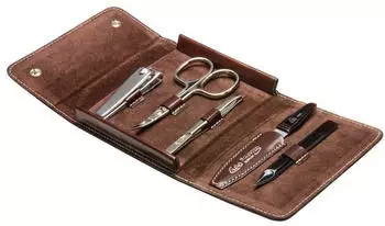 Erbe Solingen Houston Druckknopf-Etui 5-teilig braun