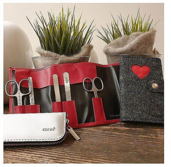 Canal Canal RV-Etui aus Spaltleder rot, 4-teilig