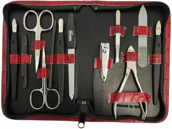 Esquire Maniküre & Pediküre-Set Lederetui 12tlg. rot (2273Rot)