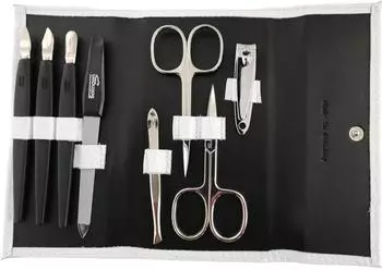 EloModa Nagelpflege-Set Echtleder Etui 8tlg. weiß (2271Weiß)