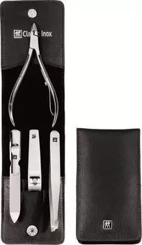ZWILLING Classic Inox Taschen-Etui Rindleder schwarz (4-tlg.)
