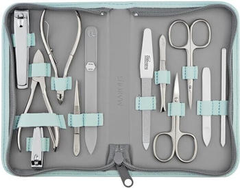 MarQus Maniküre Set mit Glasnagelfeile Leder mint 12-tlg.