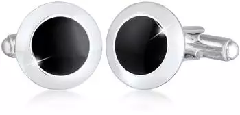 Kuzzoi Manschettenknöpfe "Geo" rund, schwarz emailliert, 925 Silber (7601815)