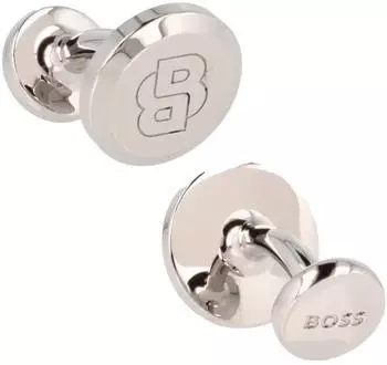 Hugo Boss B-Logo Manschettenknöpfe Messing, silber (50532323_040)