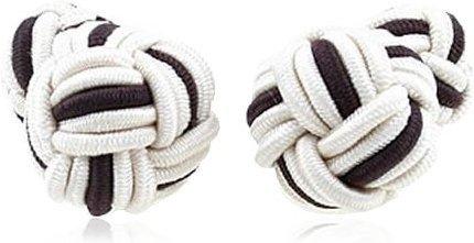 Teroon Unisex-Manschettenknopf Seidenknoten schwarz weiß (610344)