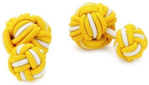Teroon Unisex-Manschettenknopf Seidenknoten gelb weiß (610047)