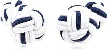 Teroon Unisex-Manschettenknopf Seidenknoten weiß blau (610320)