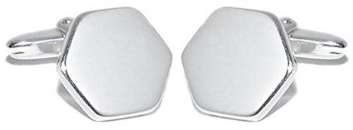 Grom Gravur Manschettenknöpfe Hexagon Silber (616056)