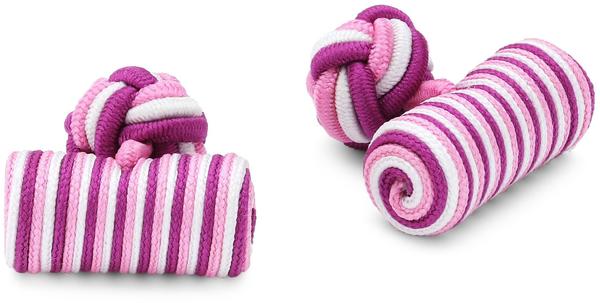 Teroon Unisex-Manschettenknopf Seidenrolle pink weiß rosa (610467)