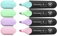 Schneider 115098, Schneider Textmarker Job Pastell, 115098, Etui, 4-farbig sortiert