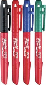 Milwaukee INKZALL Permanentmarker Feine Spitze 4-teilig, farbig (48223106)