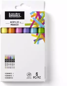Liquitex Professional Paint Marker Feine Spitze, Acryl, Lebendige Töne, 6er Set (3699247)