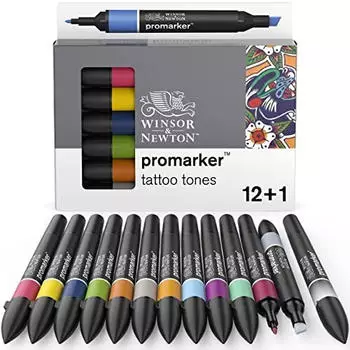 Winsor & Newton ProMarker Tattoo Töne Set, 2 Spitzen, 13 Stifte (0290162)
