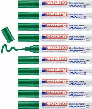 edding 750 Glanzlackmarker Grün, Rundspitze 2-4mm, 10er-Pack (4-750-9-004)