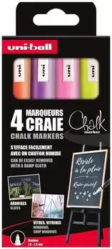 Mitsubishi Pencil Chalk Marker PWE5M 4er Etui Neonfarben sortiert (PWE5M/4 PF ASSF16)