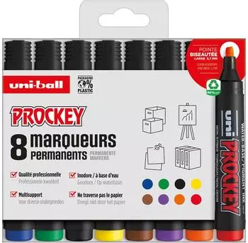 Mitsubishi Pencil PROCKEY Permanent-Marker Set, 8er-Set (PM126/8 PF)