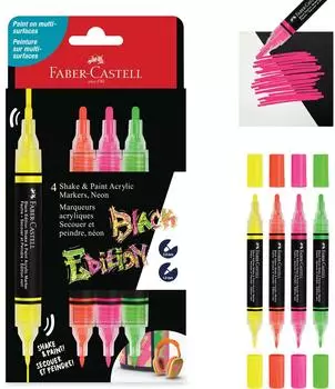 Faber-Castell Black Edition Shake & Paint Acrylmarker Neonfarben 4er-Set (FC285503)