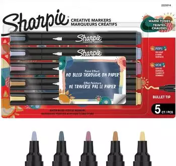 Sharpie Kreative Acrylmarker, Rundspitze, warme Töne, 5er-Pack (2223314)