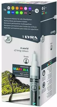 Lyra Graduate Mark All Permanentmarker 1mm sortierte Farben, 12 Stk. (L6811120)