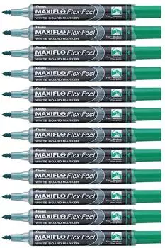 Pentel Maxiflo Flex-Feel Whiteboard-Marker Gr&uuml;n, 12 St&uuml;ck (MWL5SBF-DX)