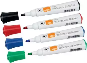 nobo Glide Whiteboard-Marker, Rundspitze 2mm, sortiert, 10er-Pack (1915268)