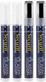 Securit Kreidemarker Waterproof Medium, sortiert, 4er-Etui (Securit_SMA610-V4-BW-4)