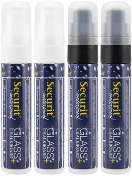 Securit Kreidemarker Waterproof Large, schwarz/weiß, 4er-Pack (SMA820-V4-BW)