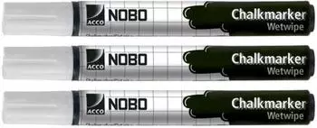 nobo Kreidemarker wei&szlig;, 4mm Rundspitze, 3er-Pack (34438398)