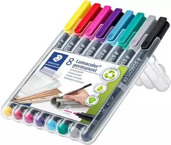Staedtler Lumocolor 317M Permanent-Marker M, farbig sortiert, 8er-Set (317 WP8-2)