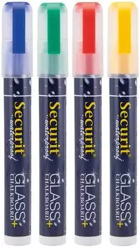 Securit Kreidemarker weiß, wasserfest, mittlere Spitze 2-6mm, 4er-Set (SMA610-V4)