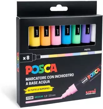 Posca PC-5M Acrylmarker Rundspitze 1,8-2,5mm Pastell, 8er-Set (M PC5MP 8P)