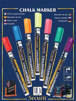 Securit Kreidemarker Original Small, Rundspitze 1-2mm, mehrfarbig, 7er-Set (BL-SMA100-V7-AS)