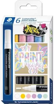 Staedtler Lumocolor Acrylmarker Pastell, 6er-Set (349 C6-1)