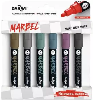 Quo Vadis MARBEL Acrylmarker-Set 6-tlg., Rundspitze 4mm, metallic (DA0236004K01C)