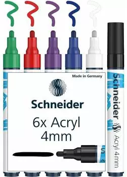 Schneider Optics Paint-It 320 V1 Acrylstifte, 6er-Set, mehrfarbig, 4,0mm (120295)