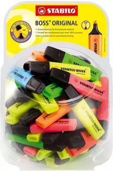 STABILO BOSS ORIGINAL Textmarker Bonbonglas, 6-farbig sortiert, 60 St&uuml;ck (70/60-1)