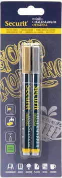 Securit Kreidemarker Original Small metallic gold/silber, 2er Set (BL-SMA100-V2-GDSL)