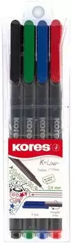 Kores K-Liner Fineliner 0,4mm dreieckig, 4er-Set (FL28114)