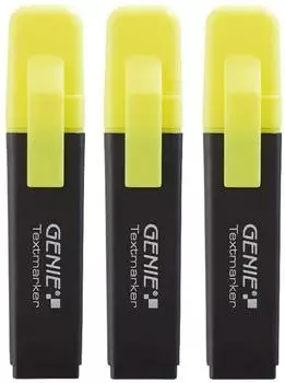Genie Textmarker neon-gelb, Keilspitze 1-5mm, 3er-Pack (40020)